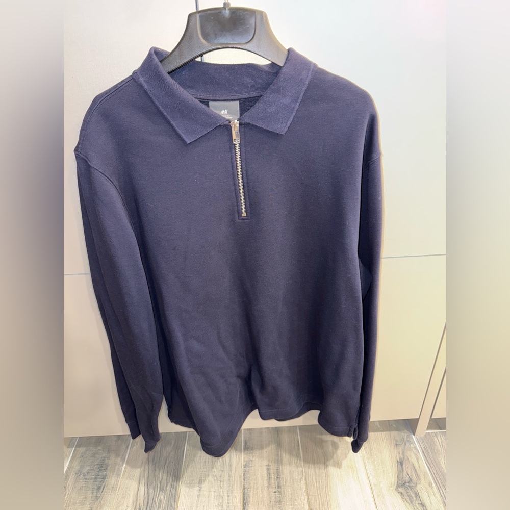 Men’s H&M Navy Blue Quarter Zip-Up Sweater Size XL